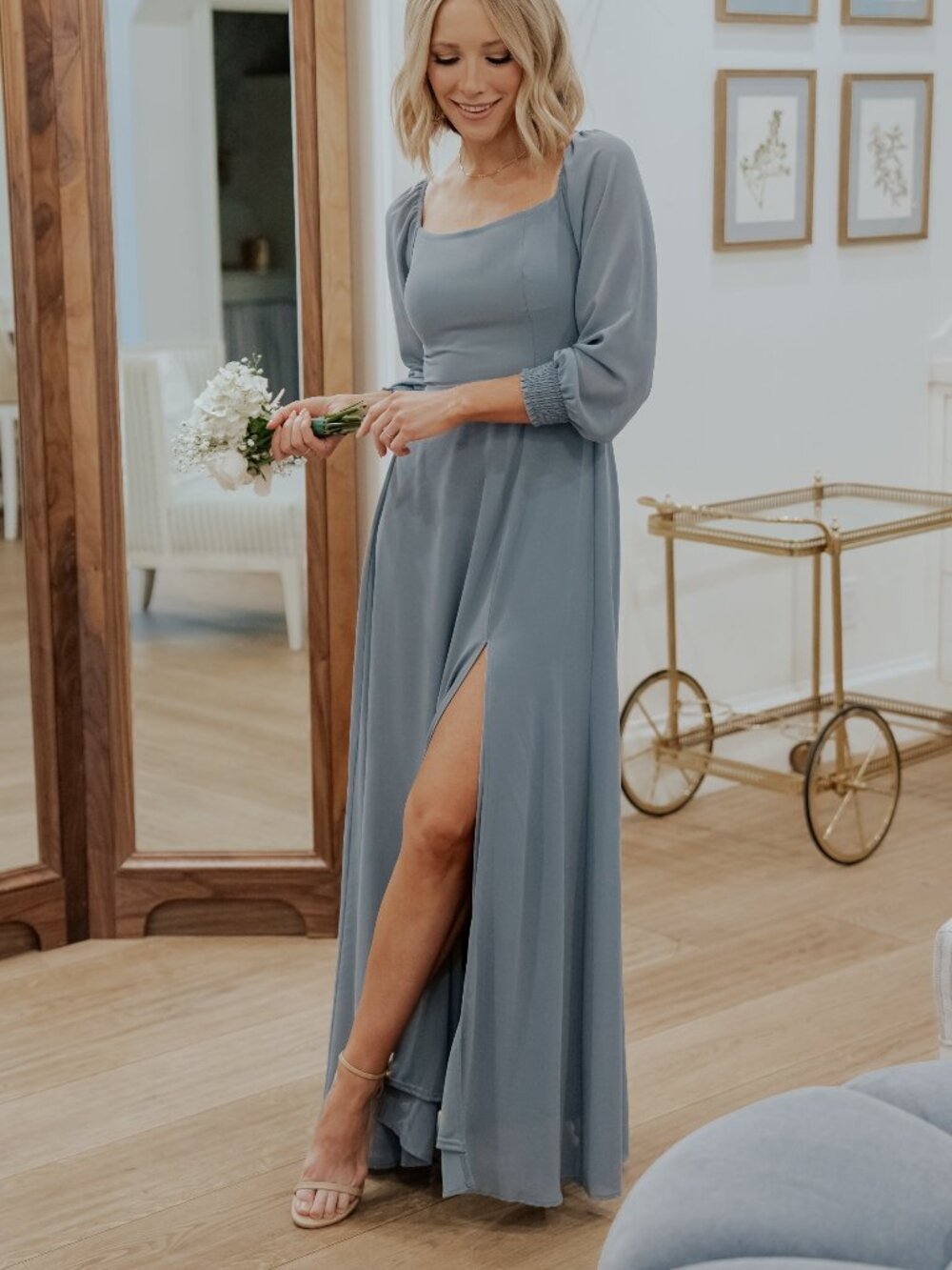 Baltic Born Giselle Maxi Dress | Dusty Blue Size LL (NEW IN BAG)